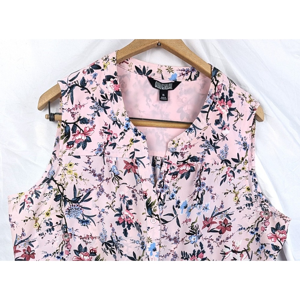 Nicole Miller Pink Floral Cottagecore Sleeveless Shift Dress Pockets XL Garden